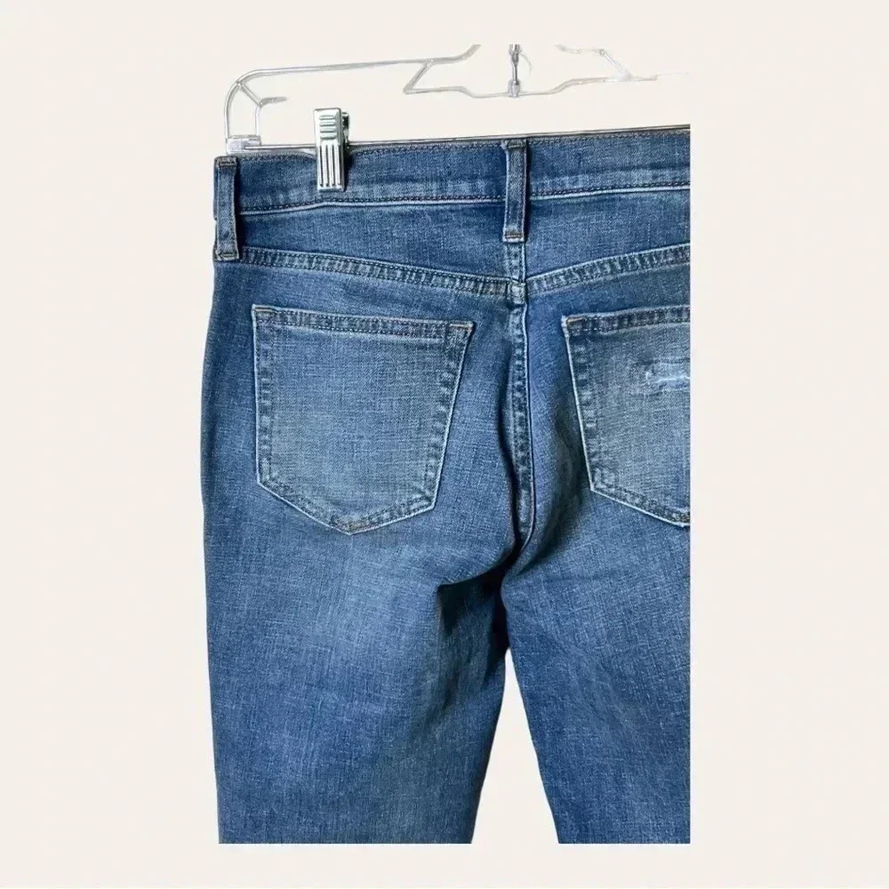 0826. GAP DENIM JEANS 26‎ REGULAR REAL STRAIGHT DISTRESSED WITH PLAID PATCHES